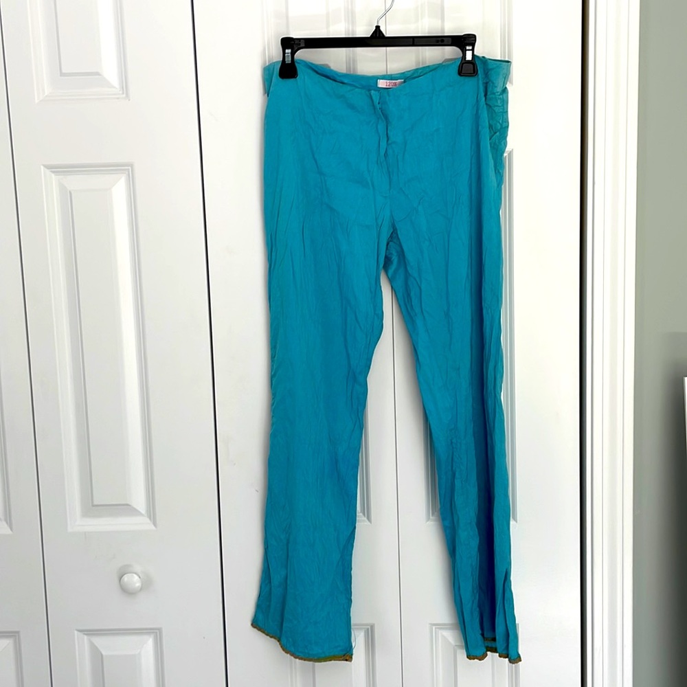 120% turquoise Silk Pants